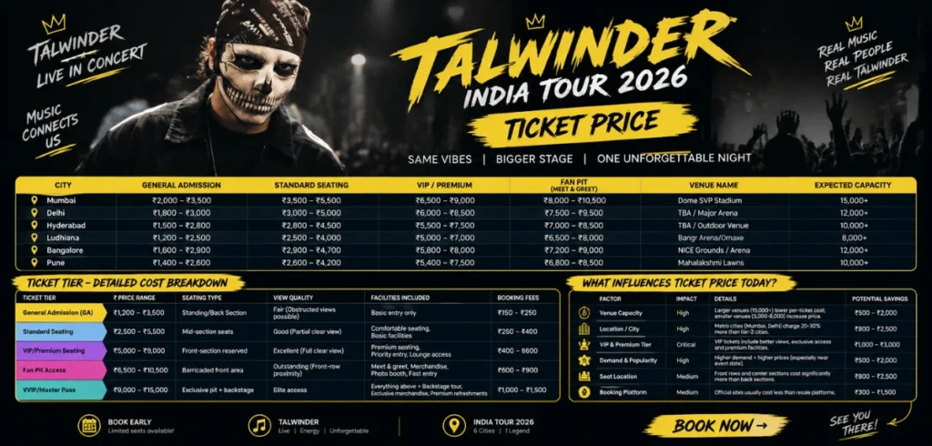 Talwinder Concert Ticket Price
